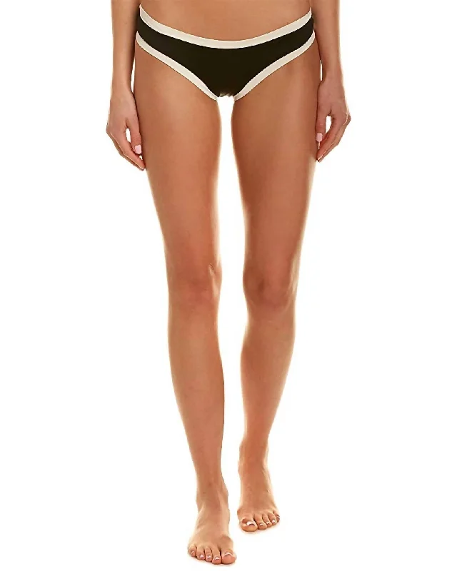 Women's Office Outfit Domino Hart Trim Bikini Bottom In Black/white