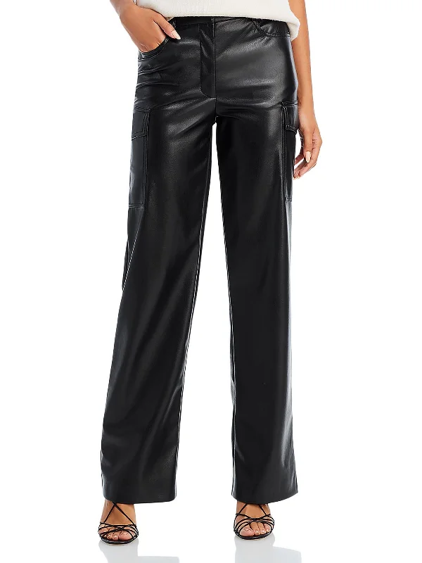 VIP Member Discount Nate Womens Faux Leather Mid-Rise Cargo Pants