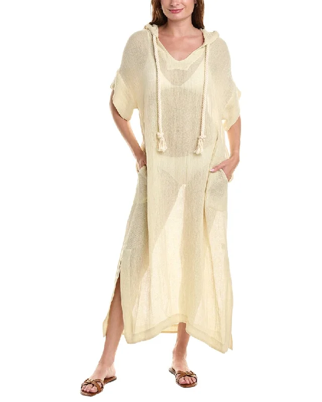 Online Boutiques Lisa Marie Fernandez Hooded Linen-Blend Caftan