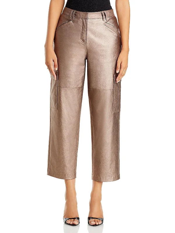 Online Impressions Boutique Diana Womens Metallic Cargo Cropped Pants