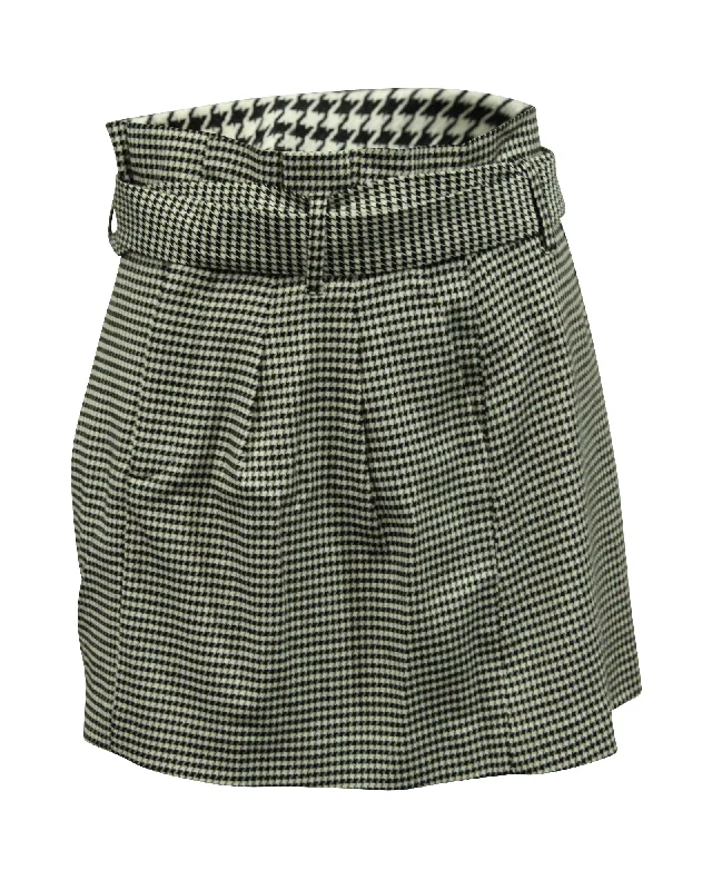 Fashionable Dresses for Women Alice & Olivia Houndstooth Belted Mini Skirt in Black/White Viscose