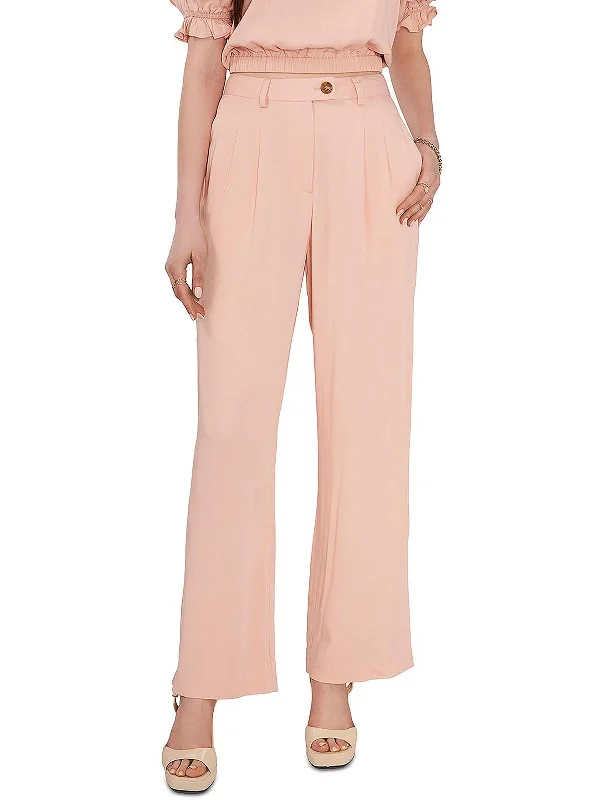 Classic Women's Clothing Styles Womens Front Pleat Straight High-Waist Pants