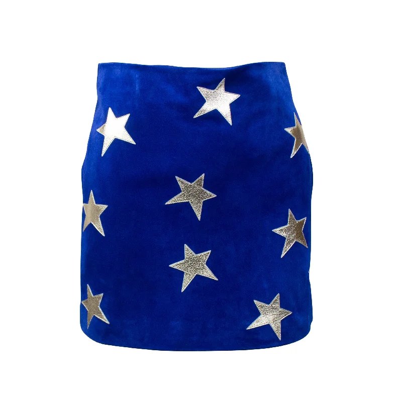 Clothes Of Woman YSL-XBTM-0004/38 572138YC2XI4185 Blue Saint Laurent Star Suede Mini Skirt