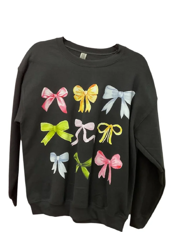 Women's Casual Dresses Women's Colorful Bows Crewneck Sweater In Black