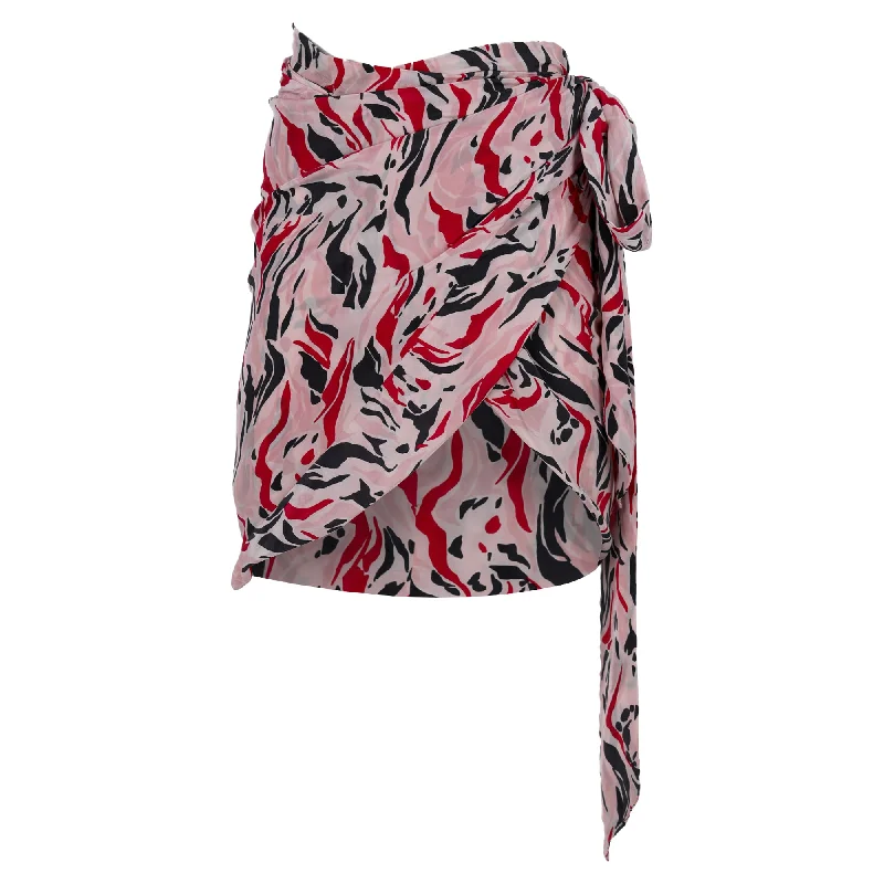 Women's Seasonal Fashion Trends Isabel Marant Printed Wrap Skirt in Pink Silk