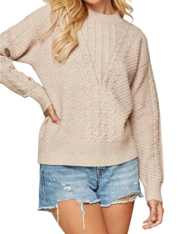 Best Online Boutiques For Women It's A Good Life Cable Sweater In Natural