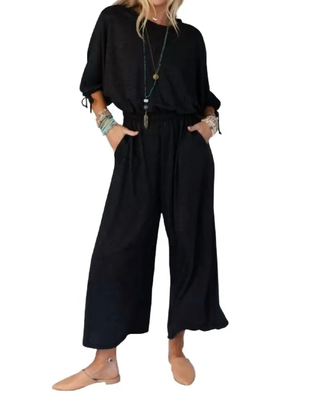 Women's Active Clothing Carolina Comfy Wide Leg Jumpsuit In Charcoal