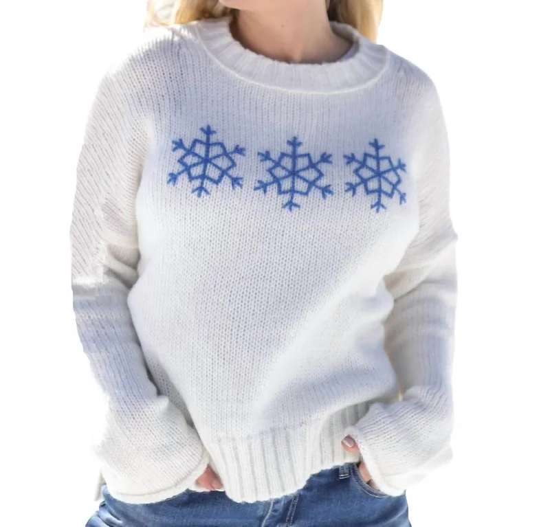 Women's Evening Wear Outfit Snowflake Trio Sweater In White