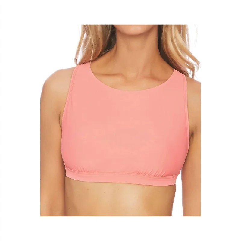 Holiday Special Offers Solid Coordinator High Neck Bikini Top In Pink Grapefruit