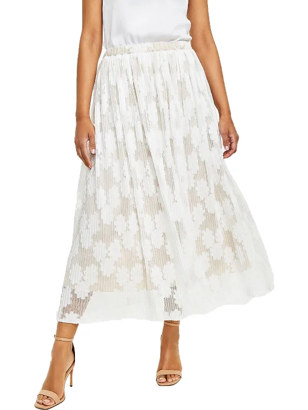 Trendy Women's Apparel Womens Pull On Lace Overlay Midi Skirt