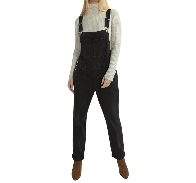 Women's Fashion Clothes Baggy Straight Leg Overall In Black