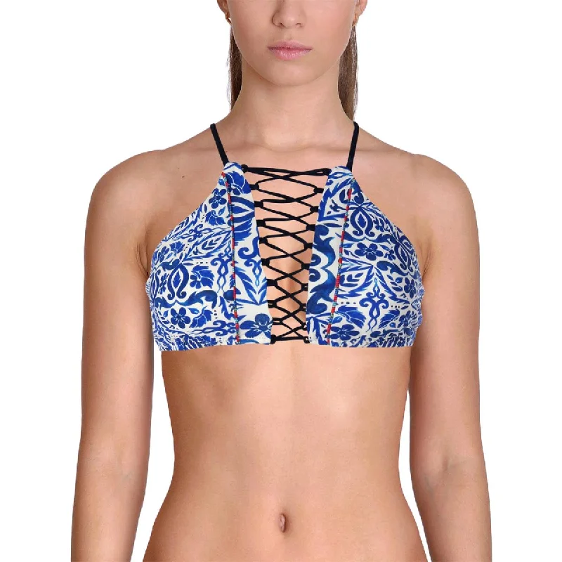 Fashionable Women's Wardrobe Talavera Womens Floral Print Halter Swim Top Separates