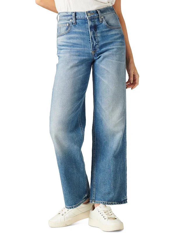 Elegant Women's Clothing Womens High Rise Medium Wash Wide Leg Jeans