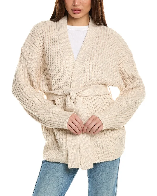 Women's Transitional Apparel Oat New York Belted Wool-Blend Cardigan