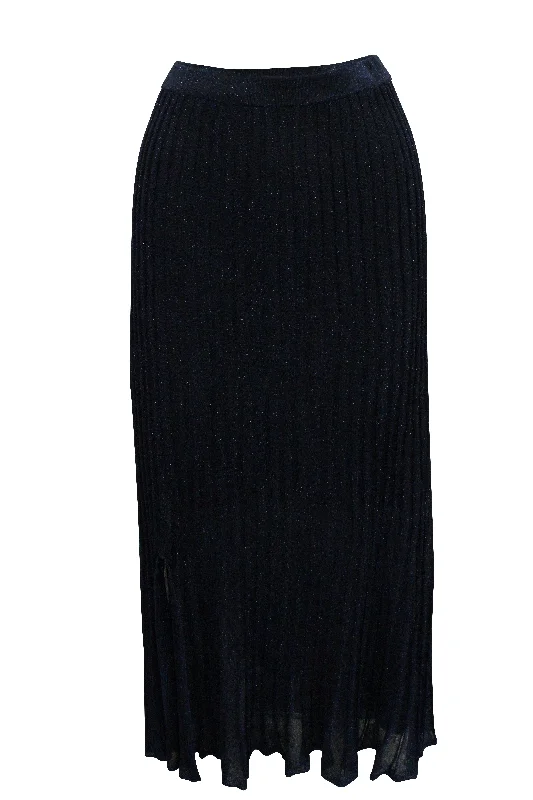 Women's Clothing for Every Season and Trend Sandro Paris Electric Pleated Skirt in Navy Blue Polyester