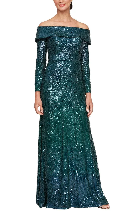 High-Fashion Women's Clothing Alex Evenings 8196947 - Sequin Off-Shoulder Evening Gown