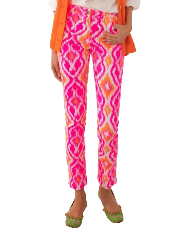 Women's Tops And Clothing Gripeless Cotton Spandex Jeans - Kitt Ikat In Pink