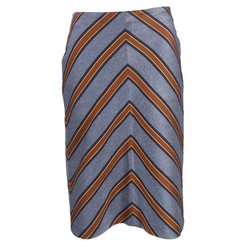 Workwear Fashion for Women Fendi Striped Midi Skirt Blue Polyester