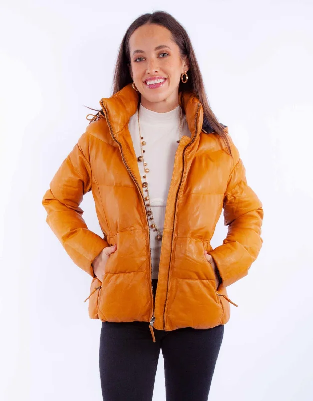 Outfits For Women Scully Womens Puffy Zip Front Honey Leather Leather Jacket