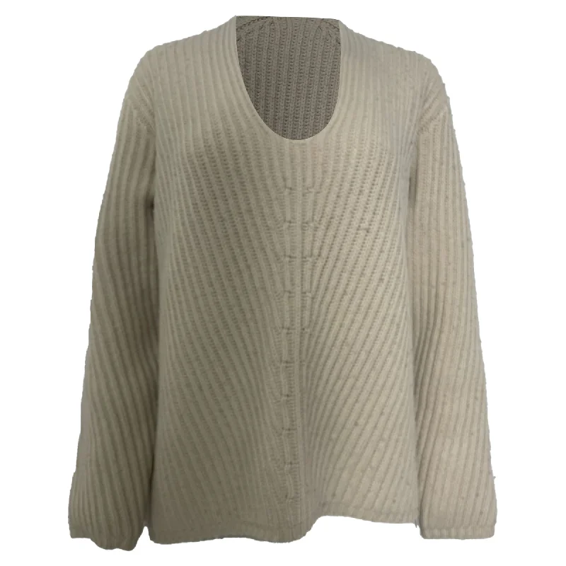 Women's Relaxed Clothes Acne Studios Crochet Knitted Sweater in Beige Wool