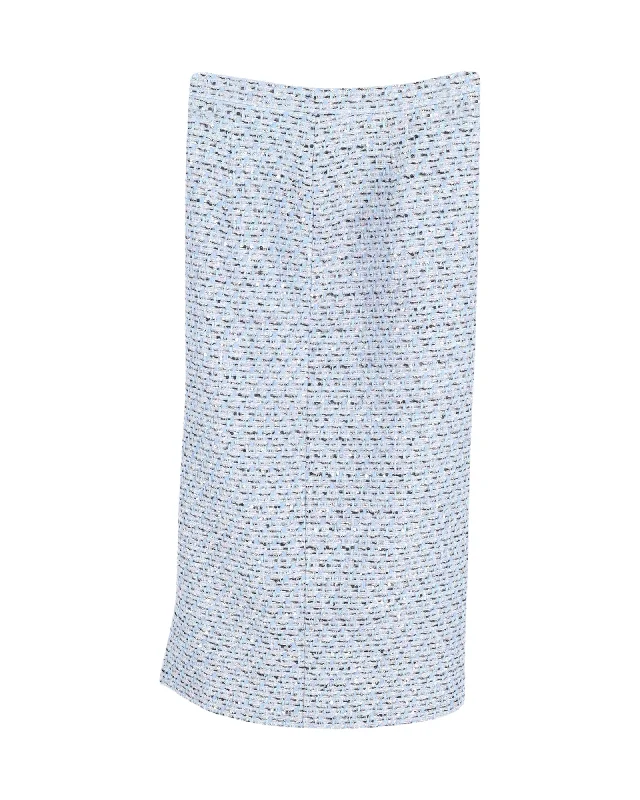 Women's High-Fashion Attire Alessandra Rich Midi Skirt in Blue Cotton