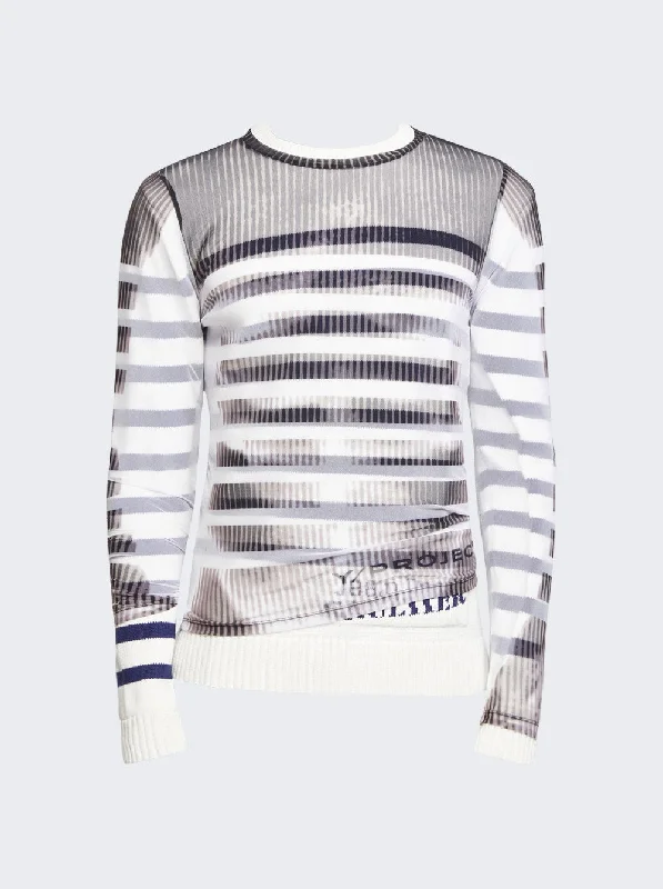 Timeless Women's Apparel X Jean Paul Gaultier MariniÃ¨re Sweater With Mesh Cover White And Black